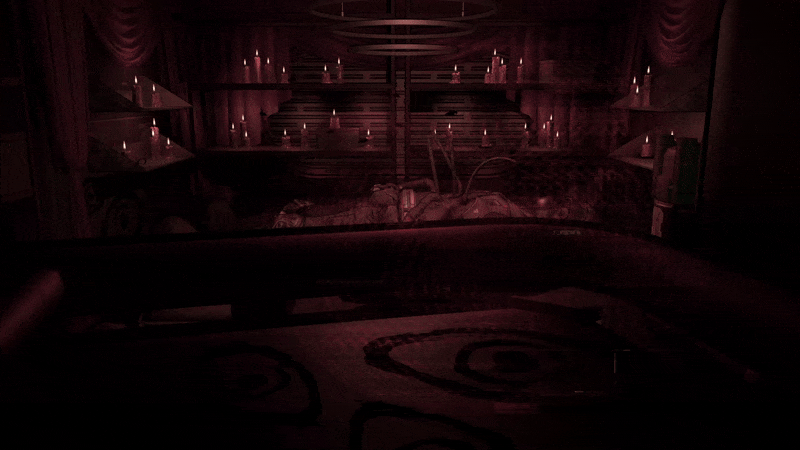 Cutscene of Alters makeshift grave in the Storage Room